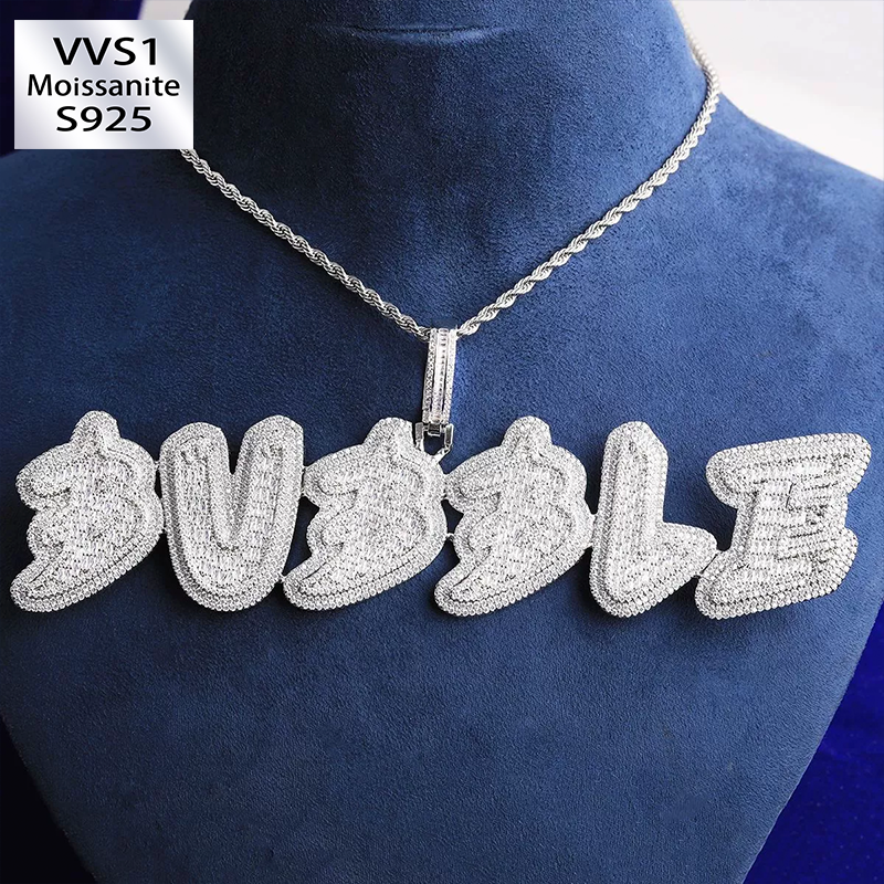 Moissanite Custom NICK Letter Combination Pendant