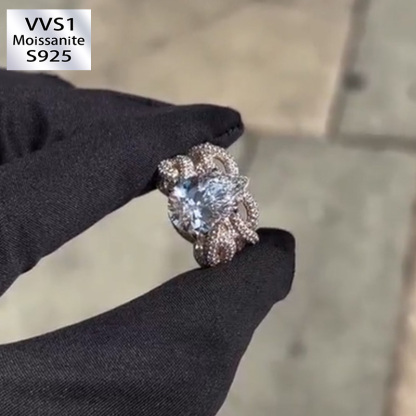 Spirit Snake Entanglement Pear Moissanite Ring