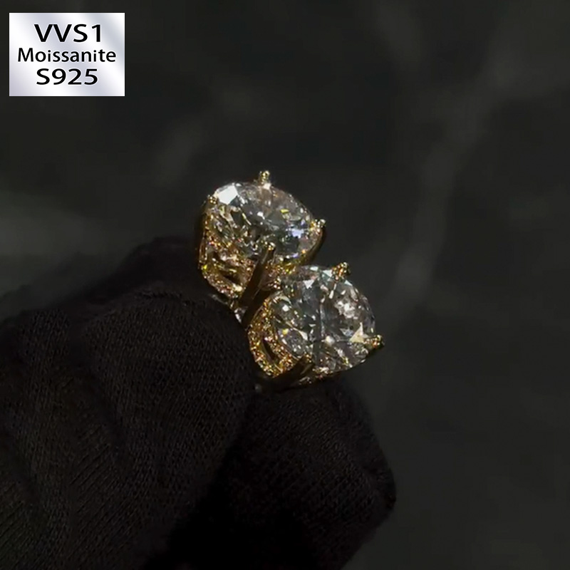 5CT Luxury Inlaid Moissanite S925 Earrings in Gold