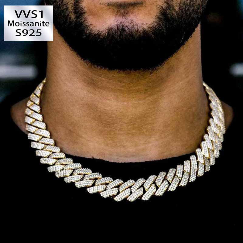 20mm Ice Out Miami Moissanite Diamond Chain In Gold