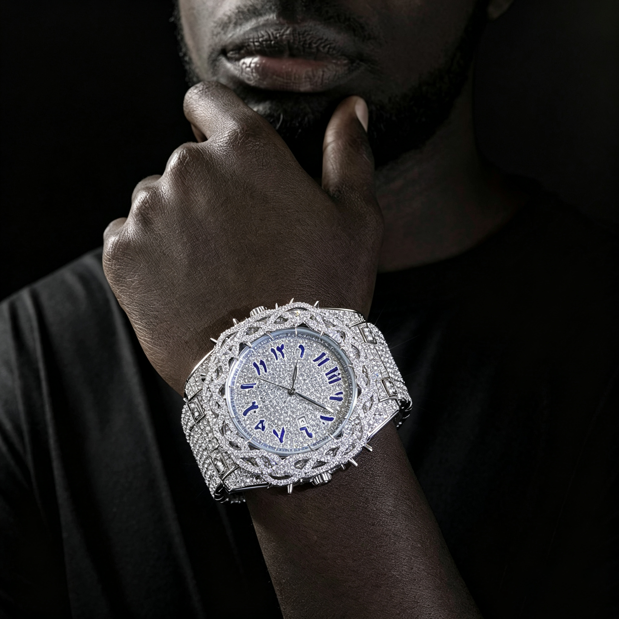 Moissanite Iced Out Thorn Crown Men Watch