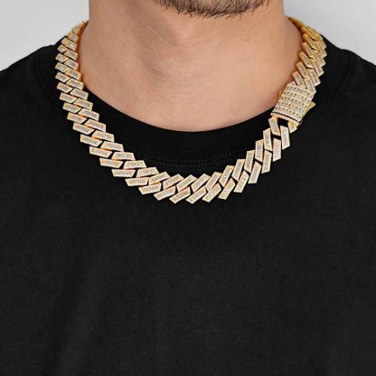 18mm Miami Moissanite Diamond Baguette Chain In White Gold