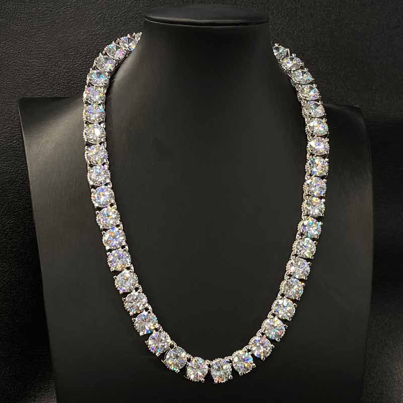 10mm Moissanite Side with Diamond Design Tennis Bracelet