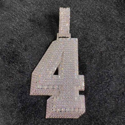 S925 Moissanite Baguette Number 4 Pendant