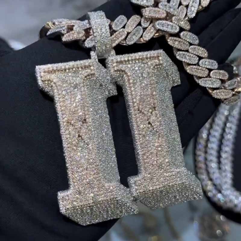 3D Moissanite Details Design X Pendant     