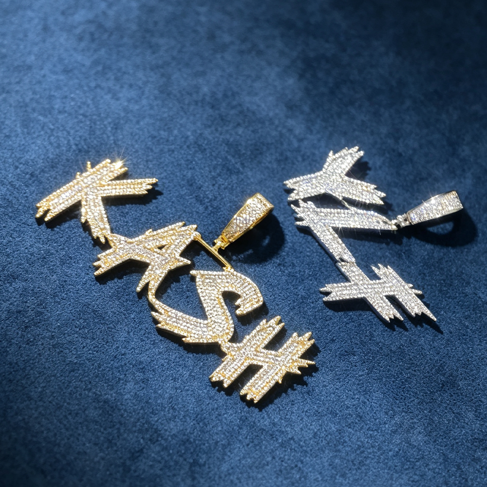 Moissanite Custom Spiky Letter-Splicing Pendant