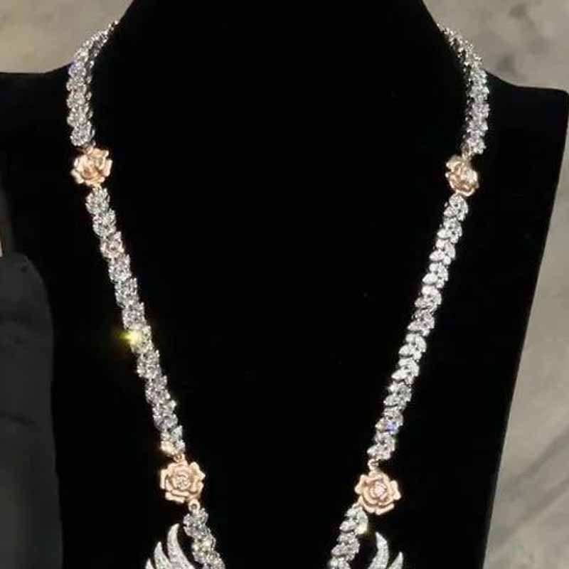 Moissanite "FlyBoy Lifestyle" Letter Wings Rose Cross Pendant