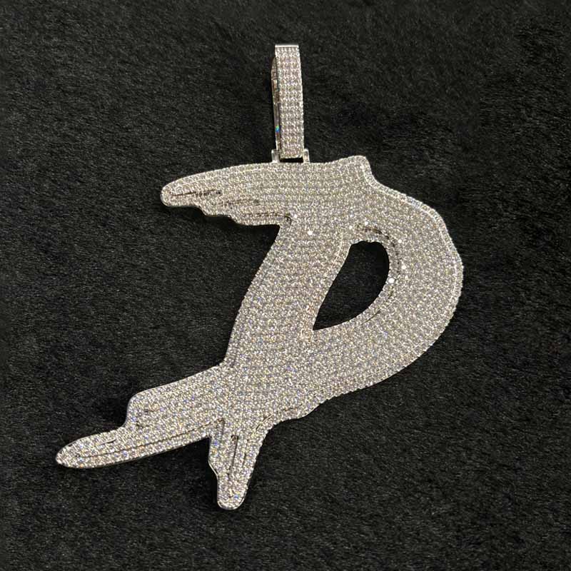 Moissanite Artistic Font Letter D Pendant