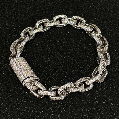 Moissanite Hip Hop Miami Box Clasp Bracelet
