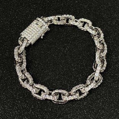 Moissanite Hip Hop Miami Box Clasp Bracelet