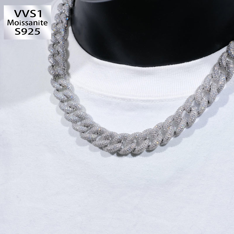 12mm Moissanite Bubble Micro inlay Cuban Chain