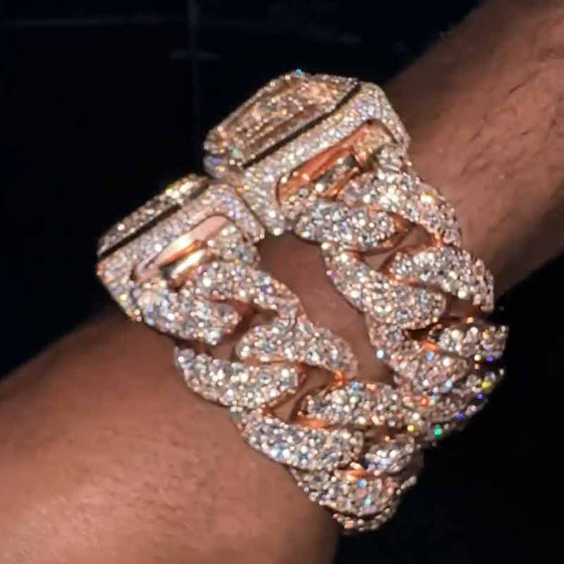 Moissanite Alphabet Design Clasp Cuban Bracelet