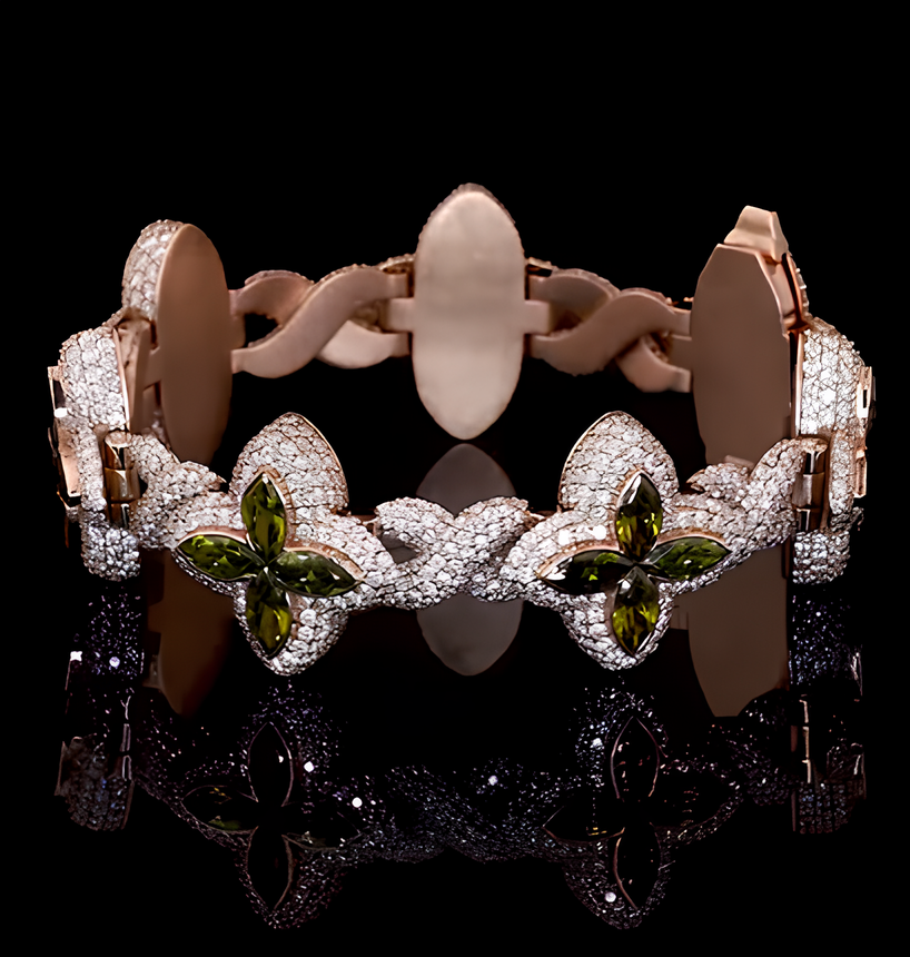 Moissanite Emerald Infinity Lucky Flower Bracelet