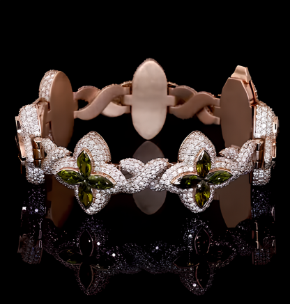 Moissanite Emerald Infinity Lucky Flower Bracelet