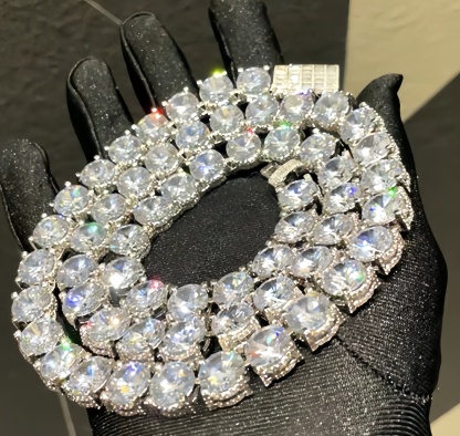 10mm Moissanite Side with Diamond Design Tennis Bracelet