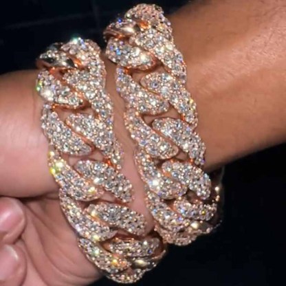 Moissanite Alphabet Design Clasp Cuban Bracelet