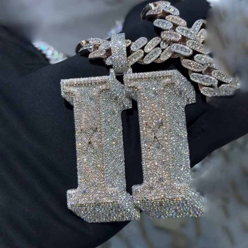 3D Moissanite Details Design X Pendant     