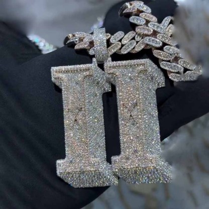 3D Moissanite Details Design X Pendant     