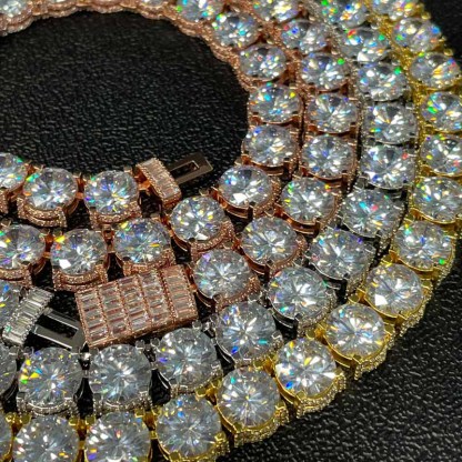 10mm Moissanite Side with Diamond Design Tennis Chain