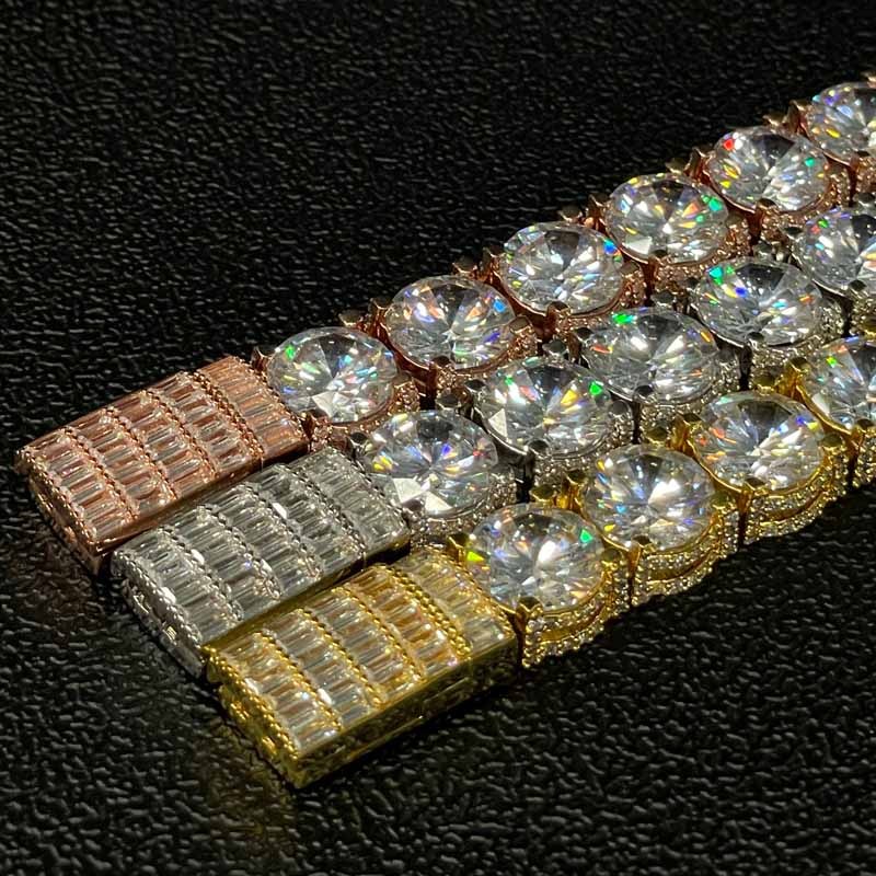 10mm Moissanite Side with Diamond Design Tennis Bracelet