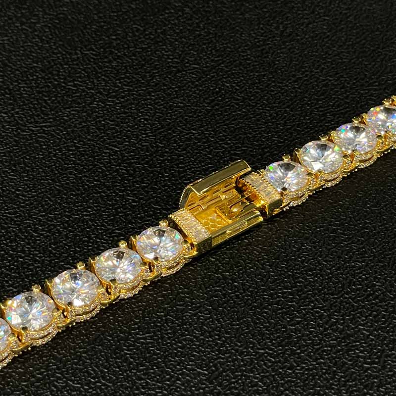 10mm Moissanite Side with Diamond Design Tennis Chain