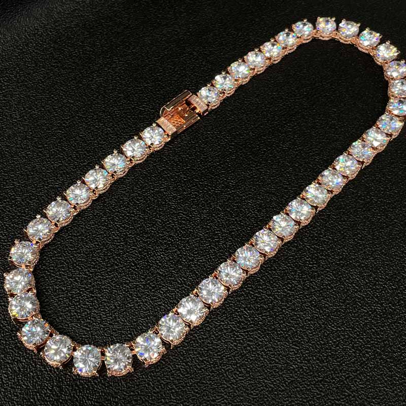 10mm Moissanite Side with Diamond Design Tennis Chain