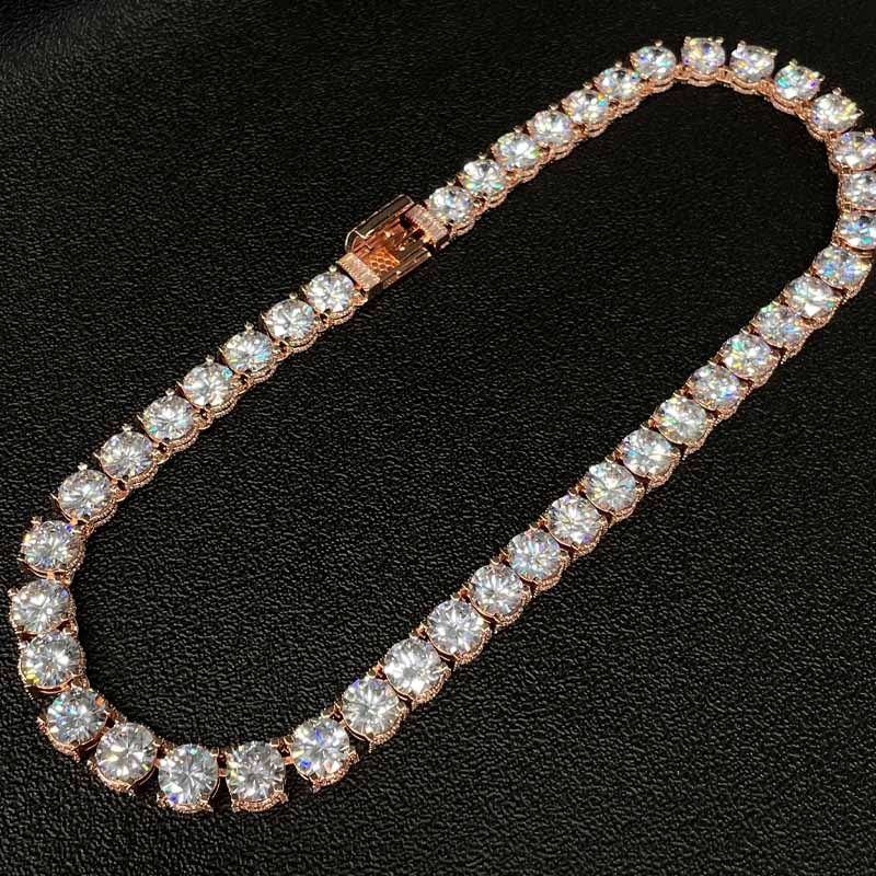 10mm Moissanite Side with Diamond Design Tennis Chain