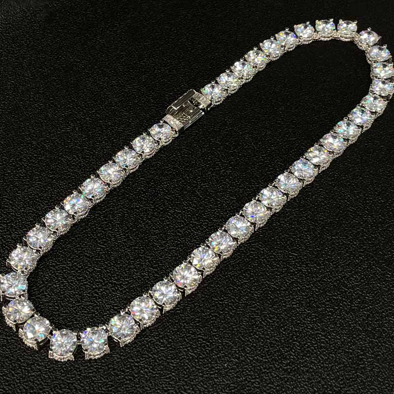 10mm Moissanite Side with Diamond Design Tennis Chain