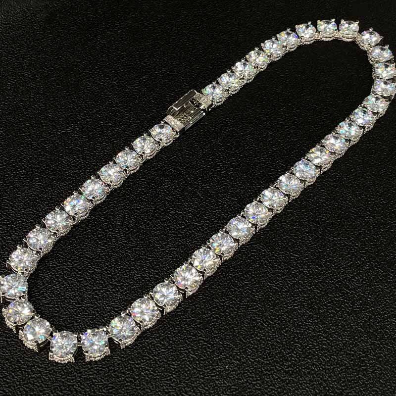 10mm Moissanite Side with Diamond Design Tennis Chain
