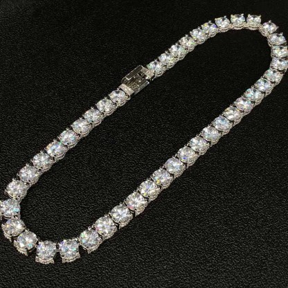10mm Moissanite Side with Diamond Design Tennis Chain