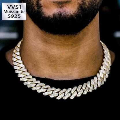 20mm Ice Out Miami Moissanite Diamond Chain In Gold