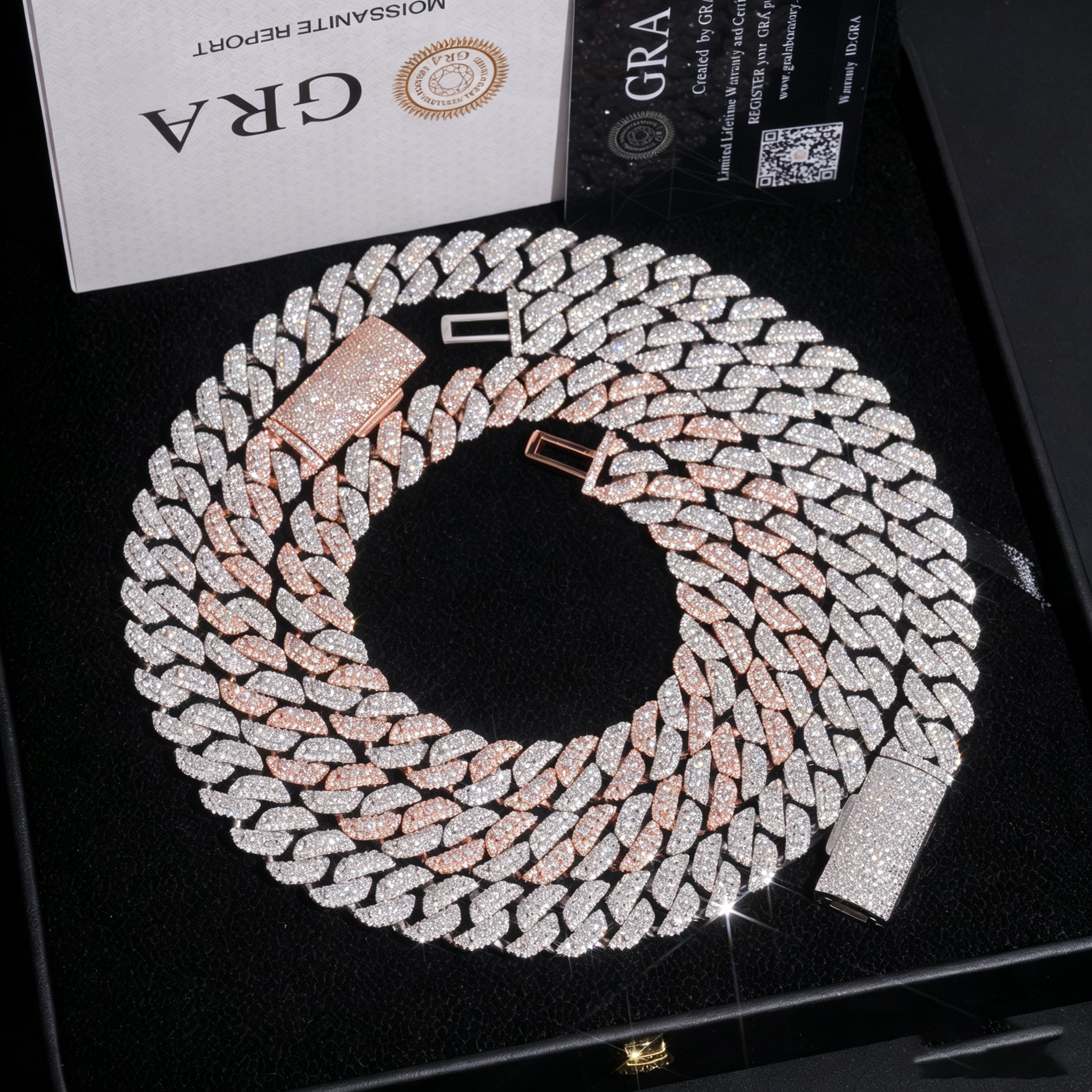 15mm S925 Moissanite Pagoda-Cut Cuban Chain