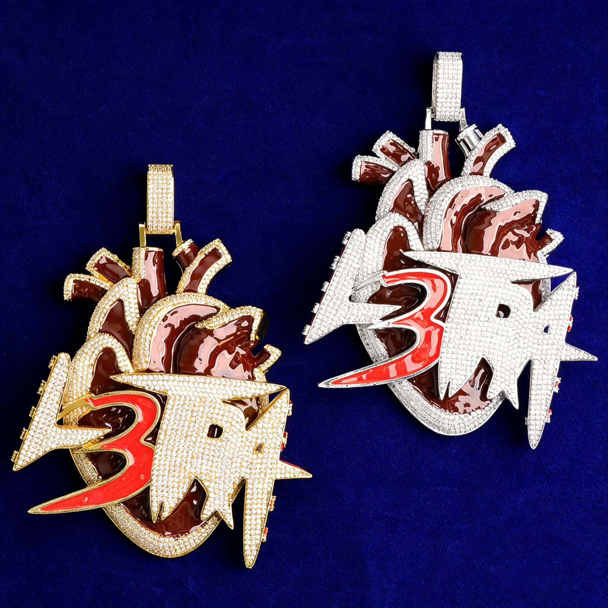 S925 Moissanite Blood-Red Heart Pendant
