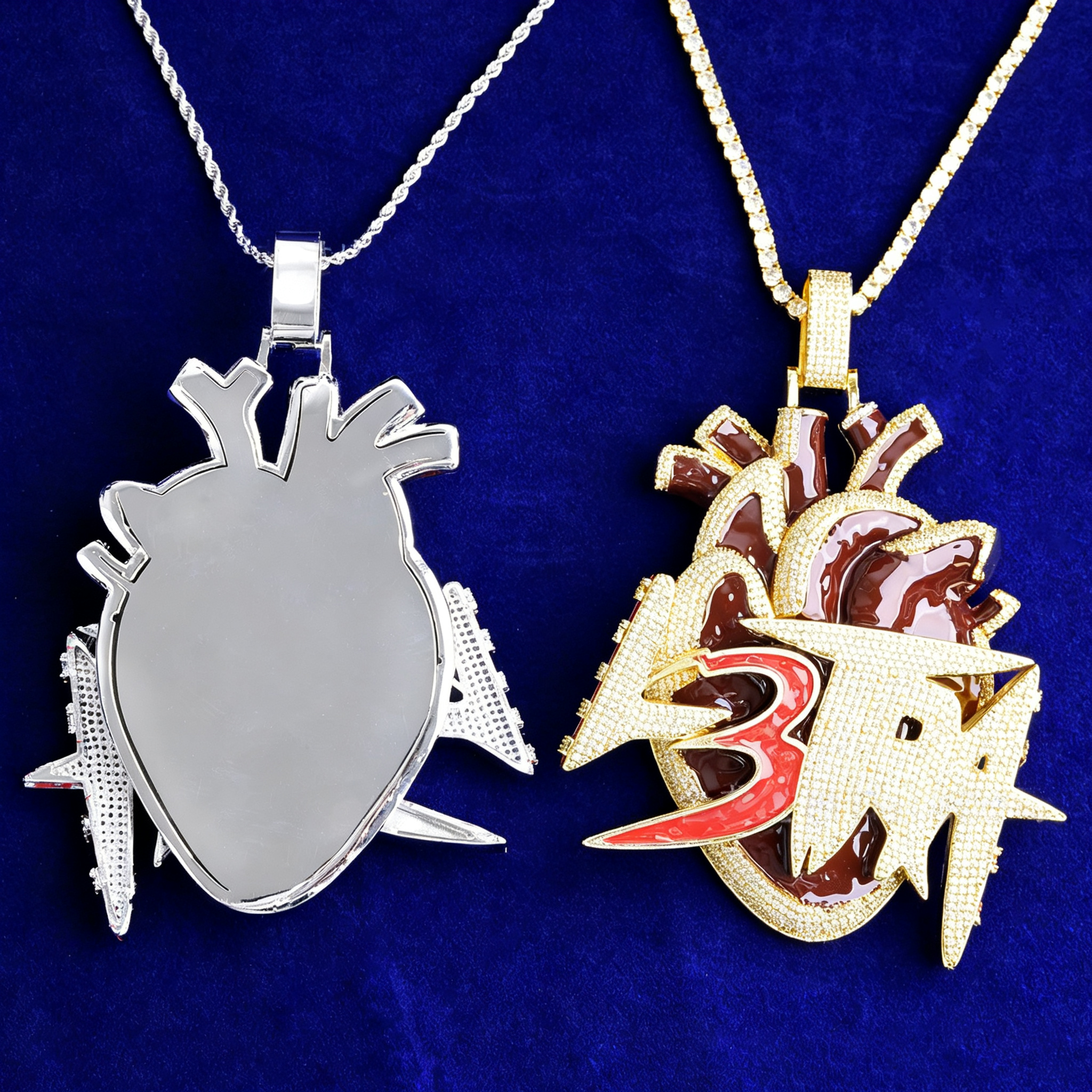 S925 Moissanite Blood-Red Heart Pendant