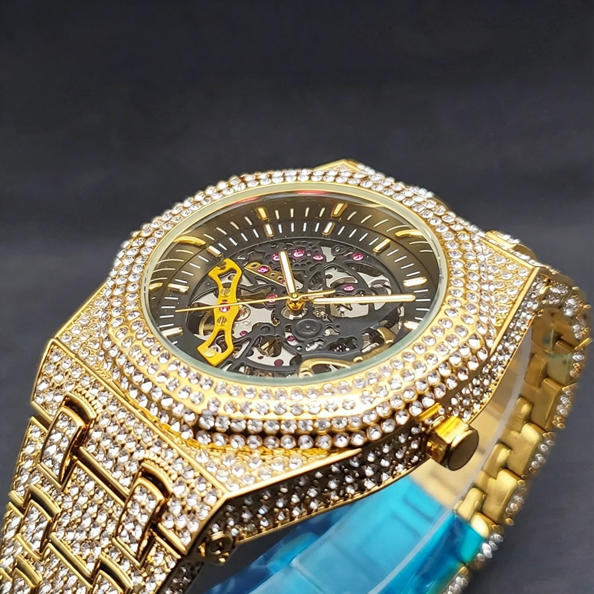 Moissanite-set Openwork Mechanical Watch