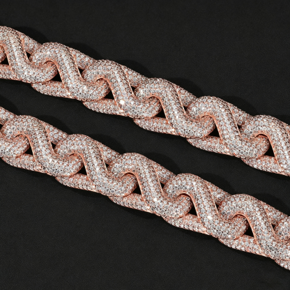 15mm S925 Moissanite Infinity  Figure-8 Cuban Chain