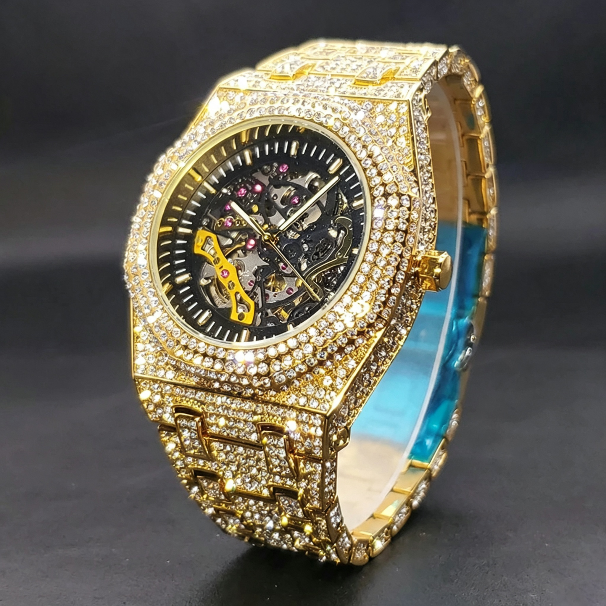 Moissanite-set Openwork Mechanical Watch