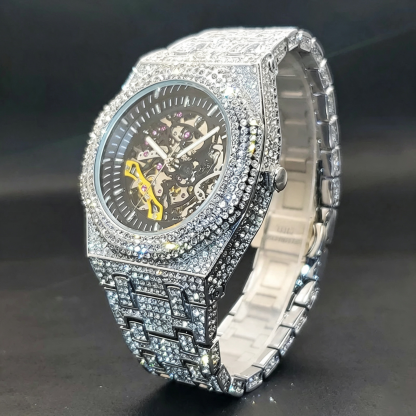 Moissanite-set Openwork Mechanical Watch