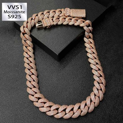 S925 Moissanite 20mm Cuban chain