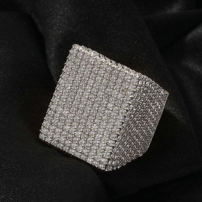 Moissanite Hip Hop Sparkle Big Square Ring