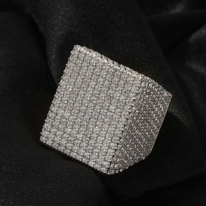 Moissanite Hip Hop Sparkle Big Square Ring