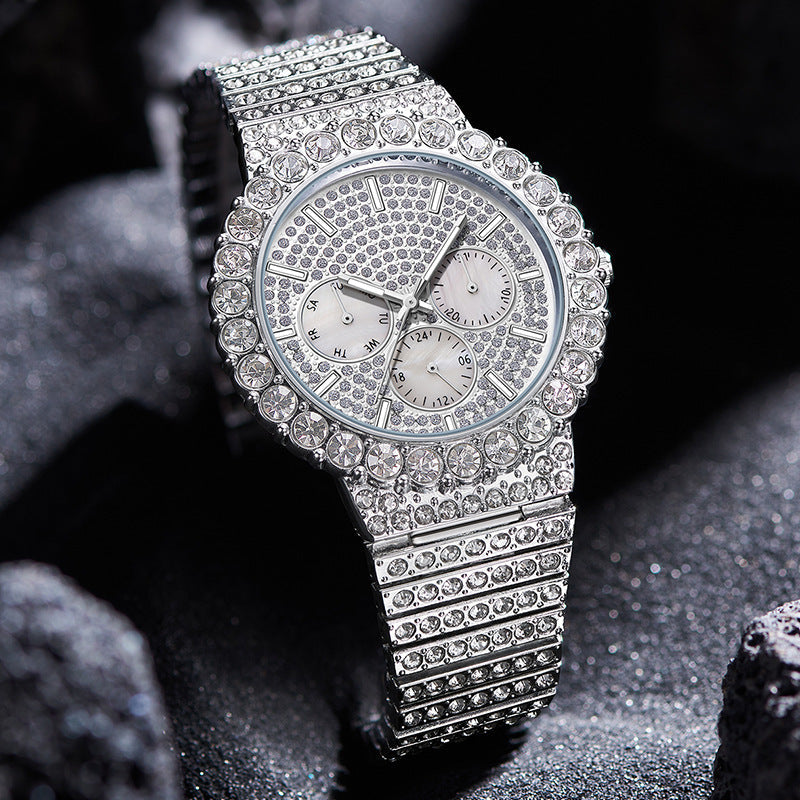 Iced Round Cut White Dial Luminous Men's Watch