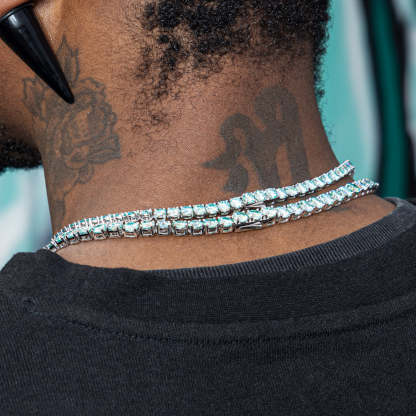 4mm Ice Rare Blue Moissanite Tennis Chain