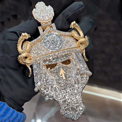 S925 Moissanite Conqueror Mask Pendant