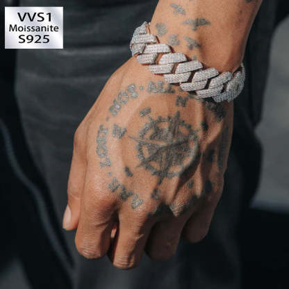 20mm Moissanite Diamond Prong Cuban Bracelet