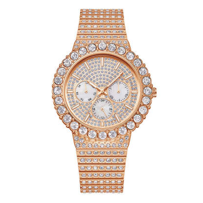 Iced Round Cut White Dial Luminous Men's Watch