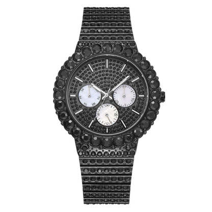 Iced Round Cut White Dial Luminous Men's Watch