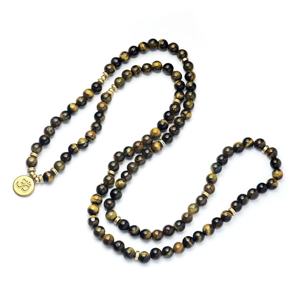 Iced Bead Tiger-Eyes Necklace