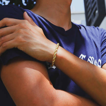 6mm Moissanite Iced Out Clasp Rope Bracelet for Men's