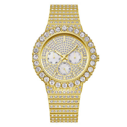 Iced Round Cut White Dial Luminous Men's Watch